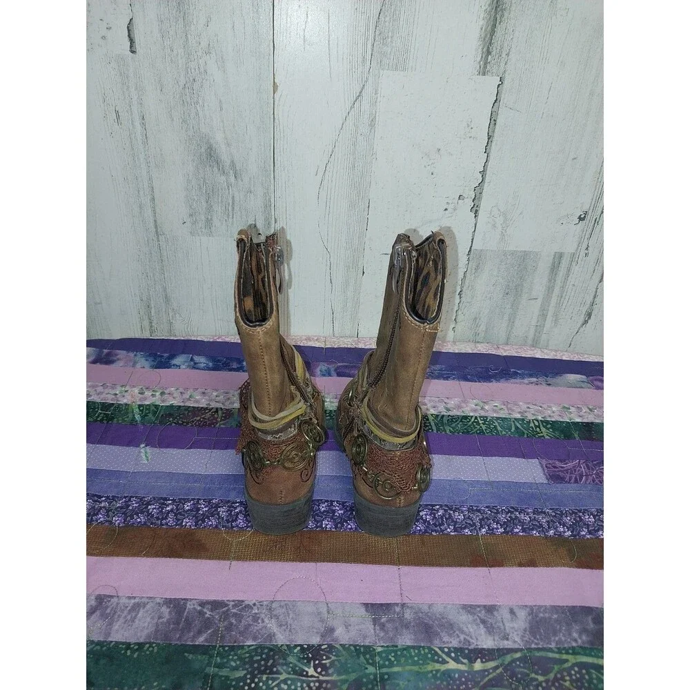 Rodeo Ropers Girls 6M Brown Side Zip Cowboy Boots